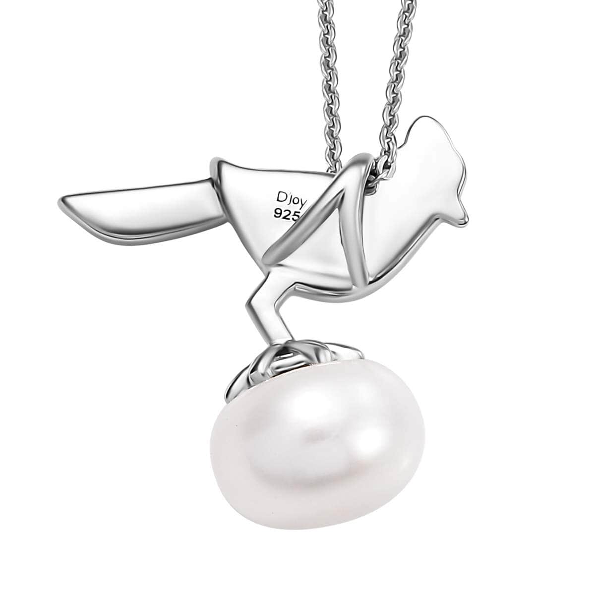 Freshwater Pearl and Moissanite Pendant Necklace in Platinum Over Sterling Silver 20 Inches image number 4