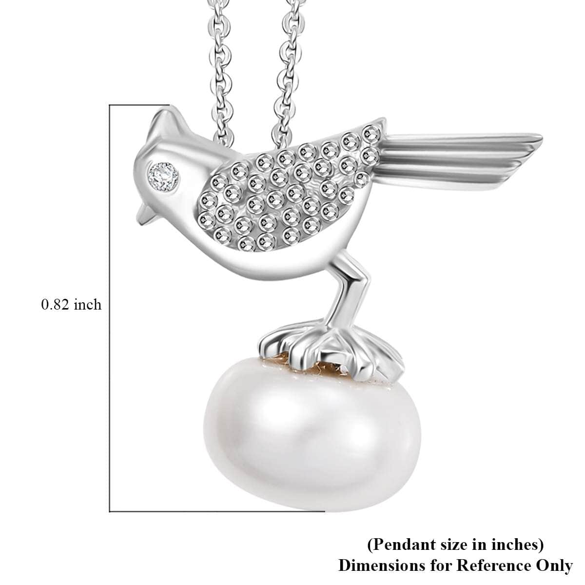 Freshwater Pearl and Moissanite Pendant Necklace in Platinum Over Sterling Silver 20 Inches image number 5