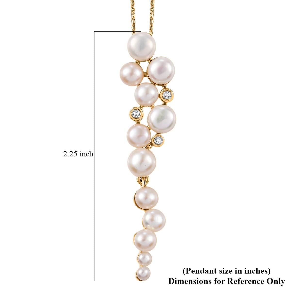 Freshwater Pearl and Moissanite 0.08 ctw Pendant Necklace in Vermeil Yellow Gold Over Sterling Silver 20 Inches image number 6