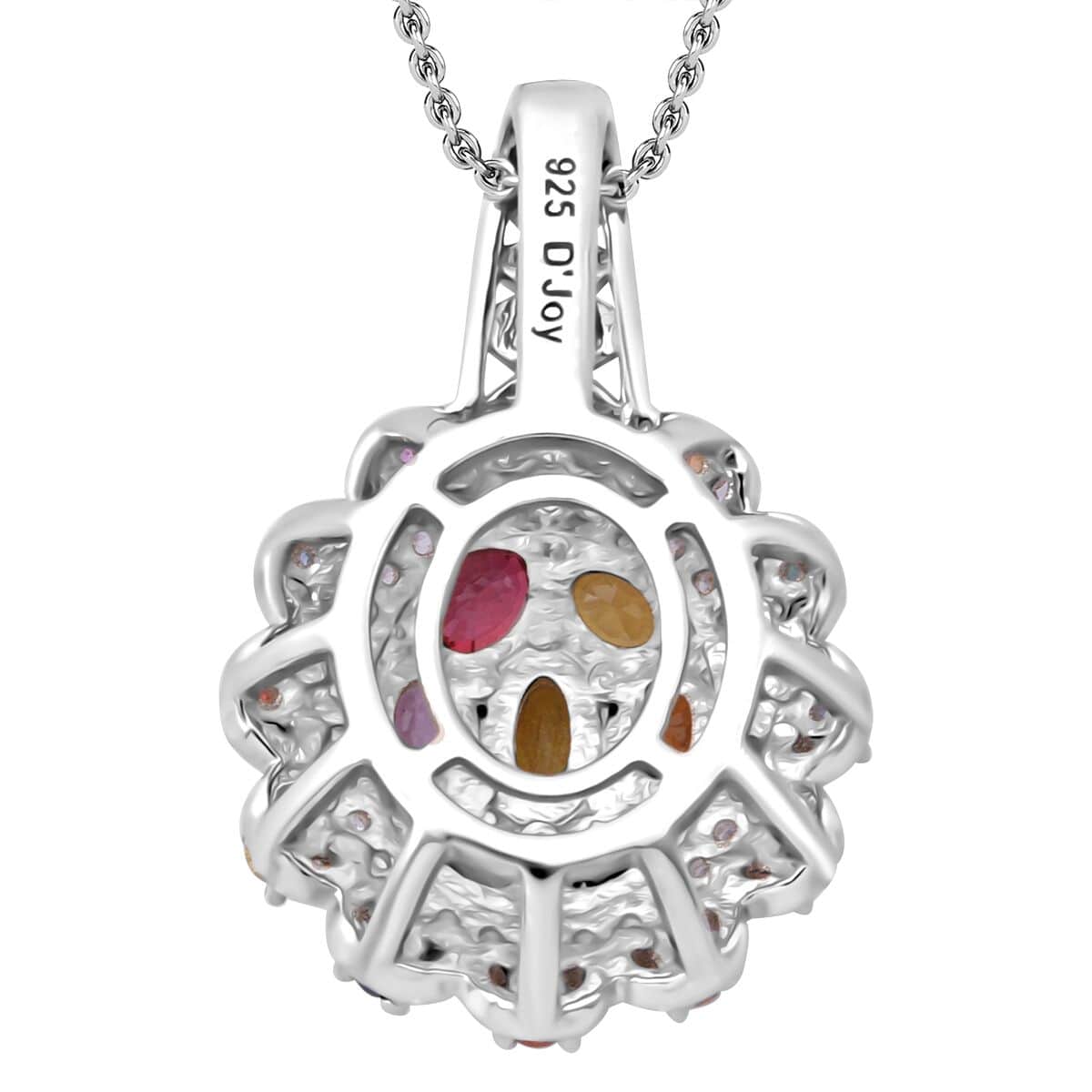 Madagascar Yellow Sapphire and Multi Gemstone 2.25 ctw Cluster Halo Pendant Necklace in Rhodium Over Sterling Silver 20 Inches image number 4