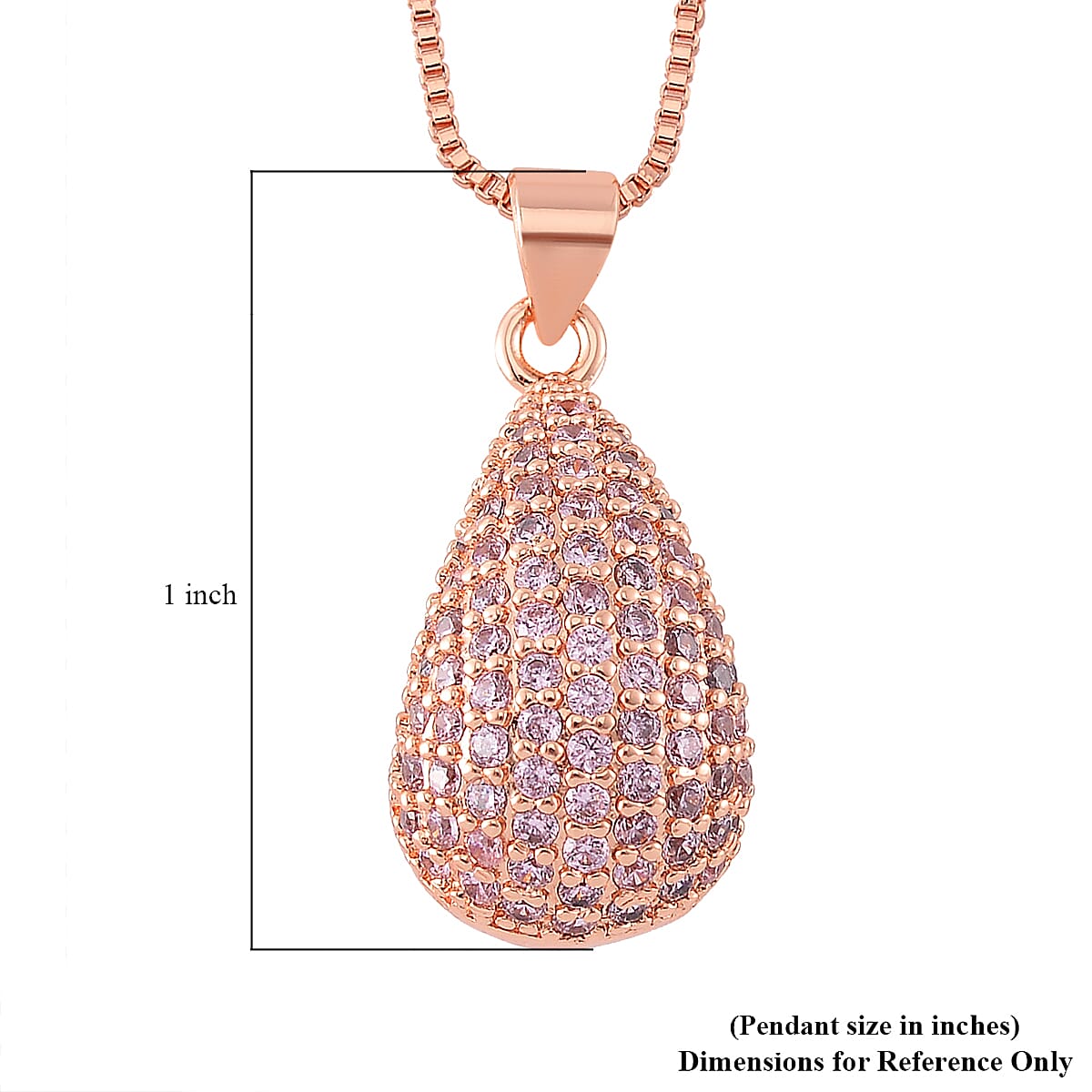 Simulated Pink Diamond Pendant Necklace in Rosetone 18-20 Inches image number 4