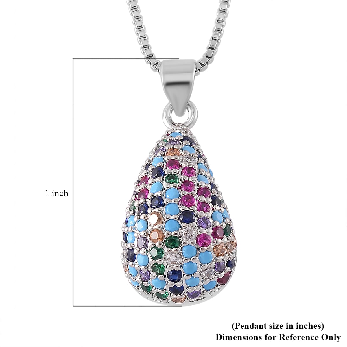 Simulated Multi Color Diamond Pendant Necklace 18-20 Inches in Silvertone image number 4