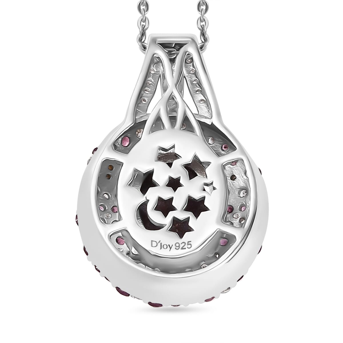 Indian Star Ruby and Multi Gemstone 7.50 ctw Celestial Pendant Necklace in Rhodium Over Sterling Silver 20 Inches image number 4