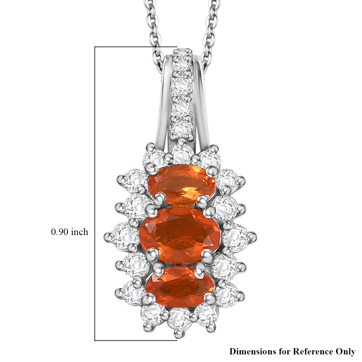 Crimson Fire Opal Pendant 1.40 ctw Necklace in Rhodium Over Sterling Silver 20 Inches image number 6