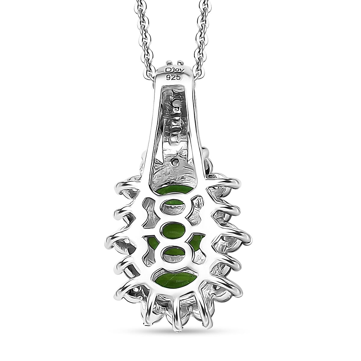 D'Joy Chrome Diopside and White Zircon 1.75 ctw Blooming Flower Pendant Necklace in Rhodium Over Sterling Silver 20 Inches image number 4