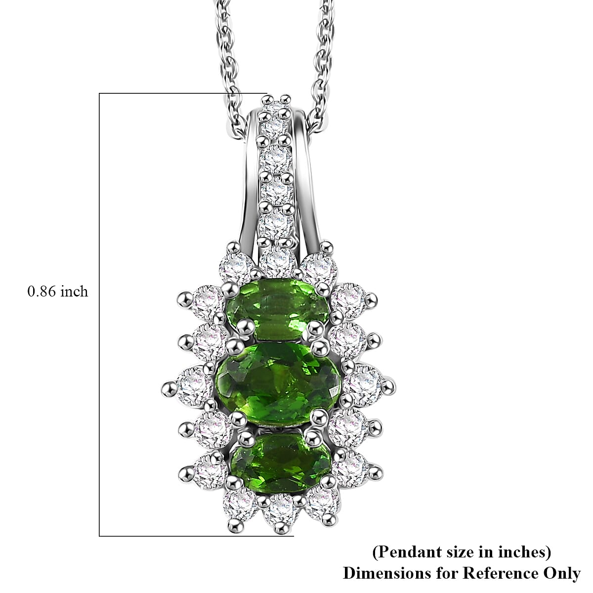 D'Joy Chrome Diopside and White Zircon 1.75 ctw Blooming Flower Pendant Necklace in Rhodium Over Sterling Silver 20 Inches image number 6