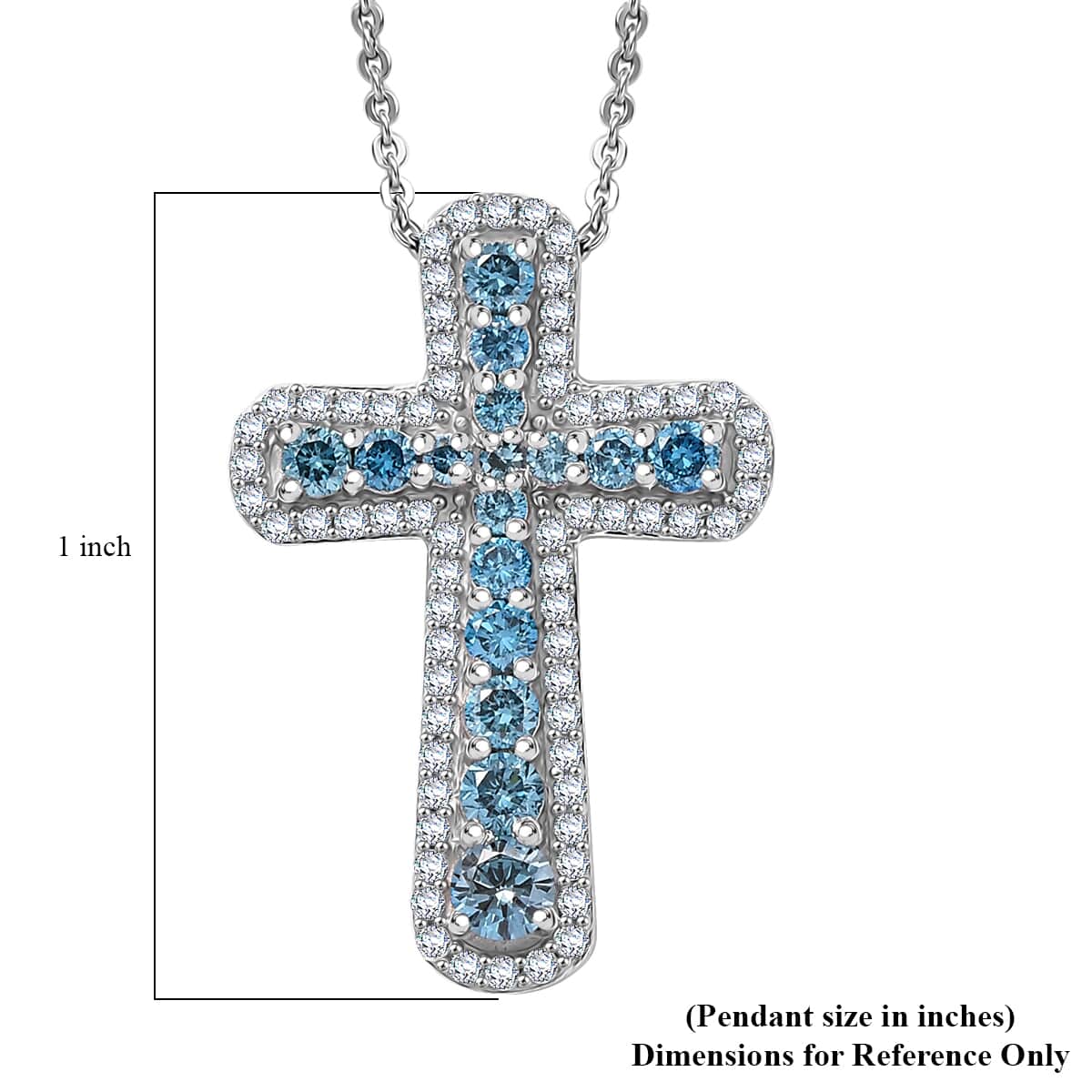 Luxuriant Lab Grown Blue Diamond SI 1.00 ctw Luxuriant Pendant Necklace in Rhodium Over Sterling Silver 20 Inches image number 6