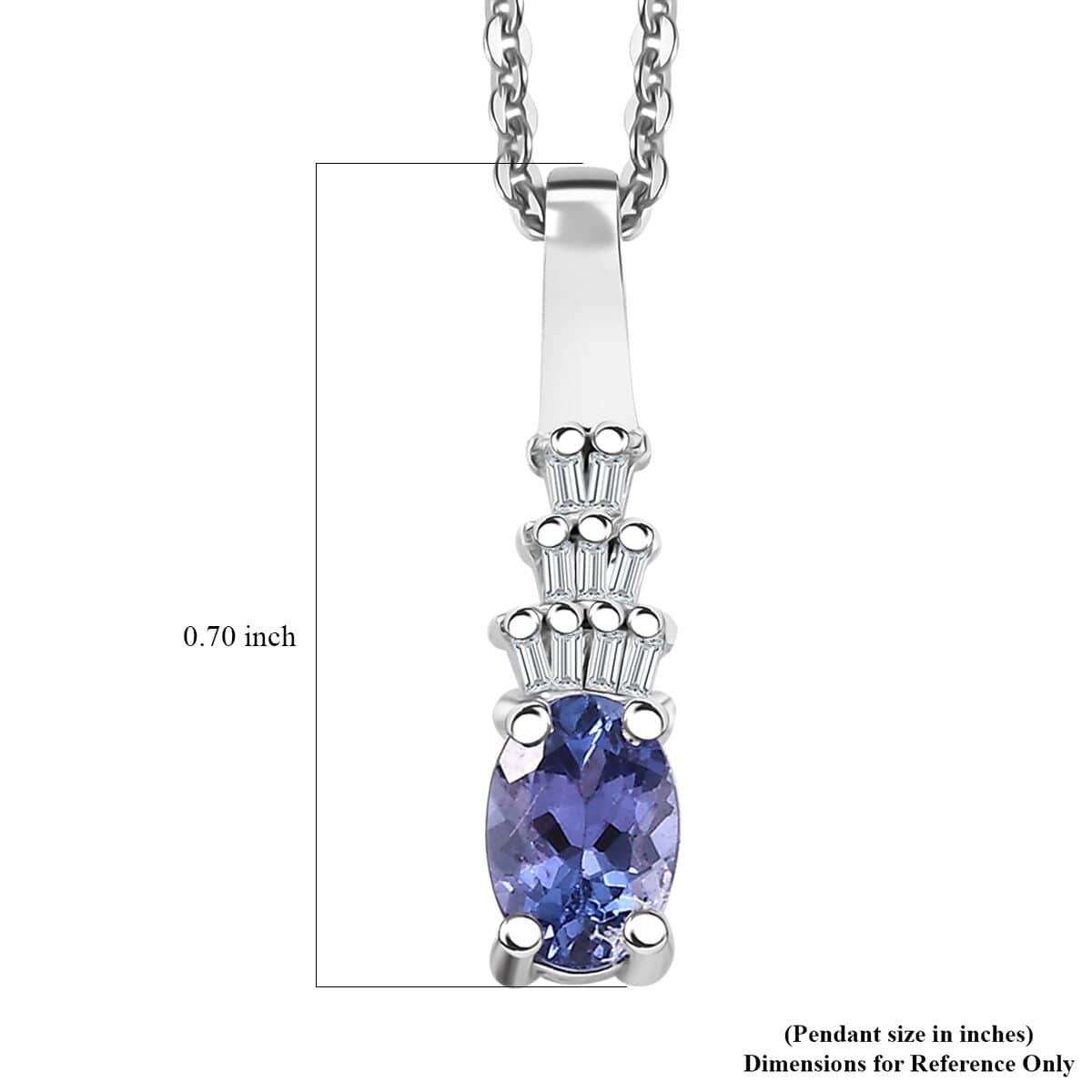 AAA Tanzanite and White Diamond 0.50 ctw Ballerina Pendant Necklace in Rhodium Over Sterling Silver 20 Inches  image number 6