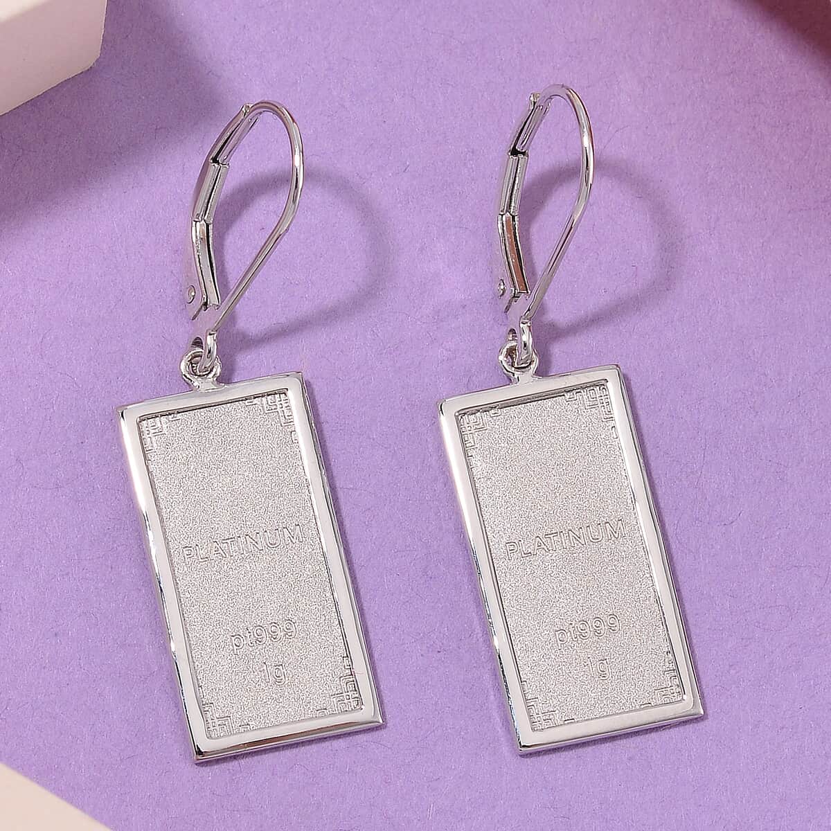 999 Platinum 2pc Bar 2g with 10K White Gold Earrings 3.30 Grams image number 1