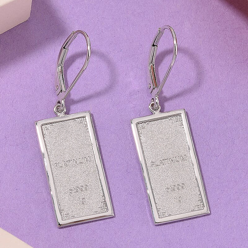 999 Platinum 2pc Bar 2g with 10K White Gold Earrings 3.30 Grams
