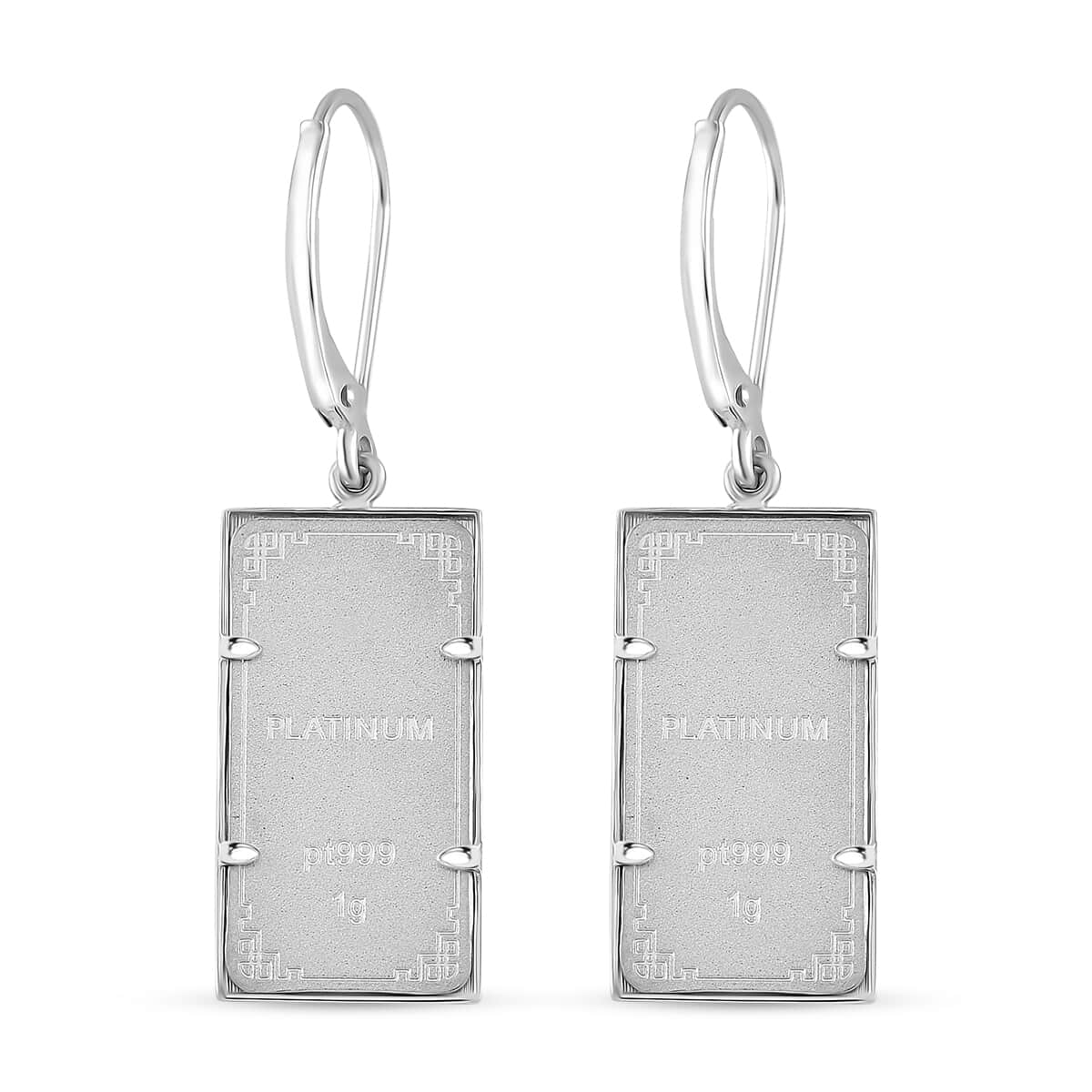 999 Platinum 2pc Bar 2g with 10K White Gold Earrings 3.30 Grams image number 4