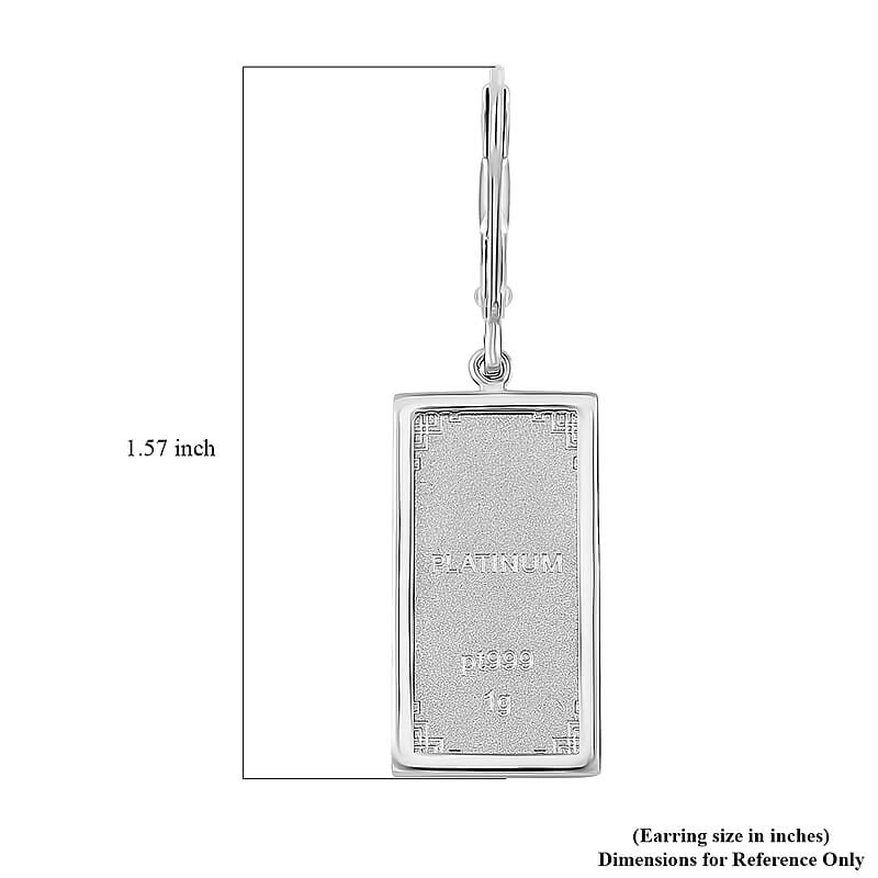 999 Platinum 2pc Bar 2g with 10K White Gold Earrings 3.30 Grams