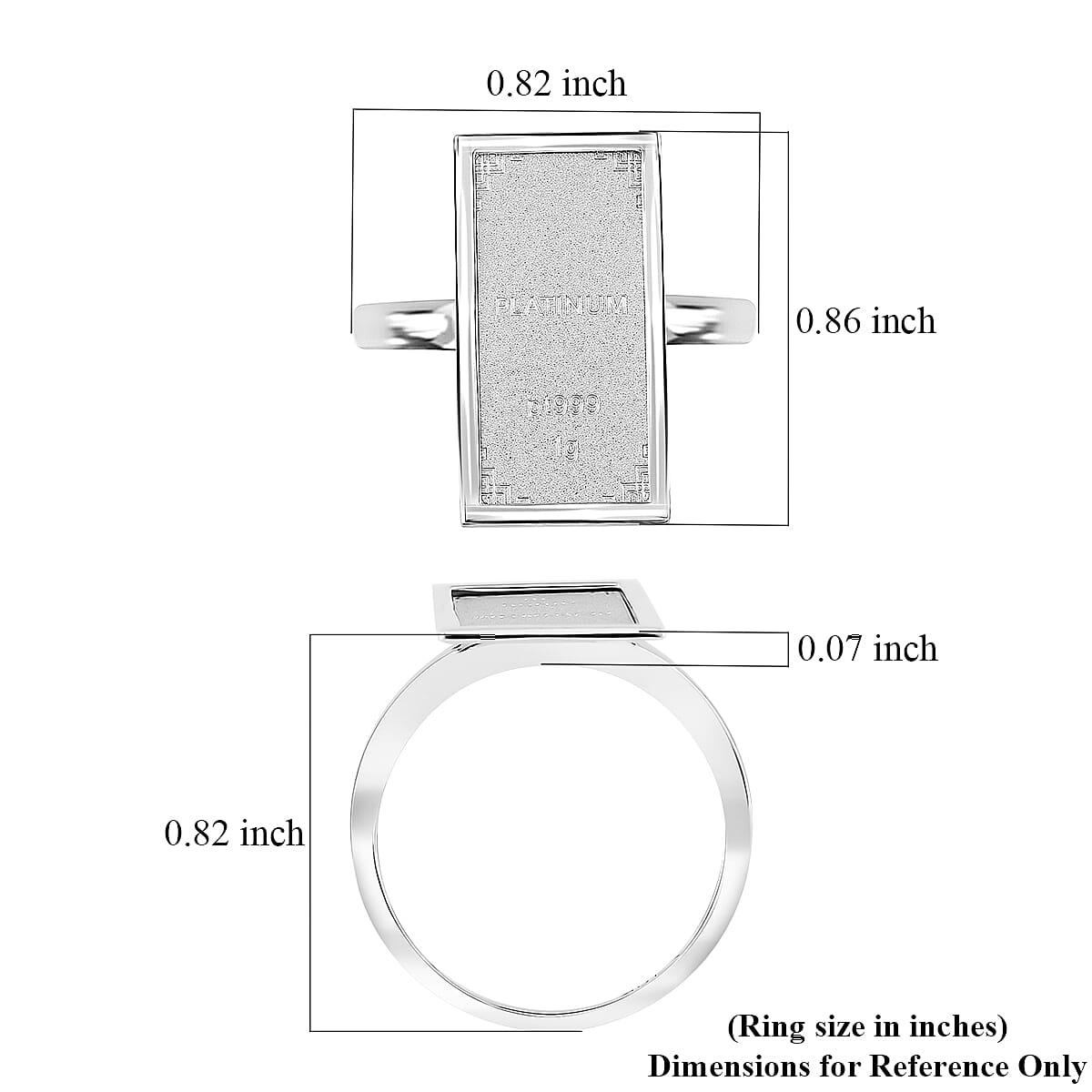999 Platinum Bar 1g with 10K White Gold 2.90g Ring (Size 7.0)