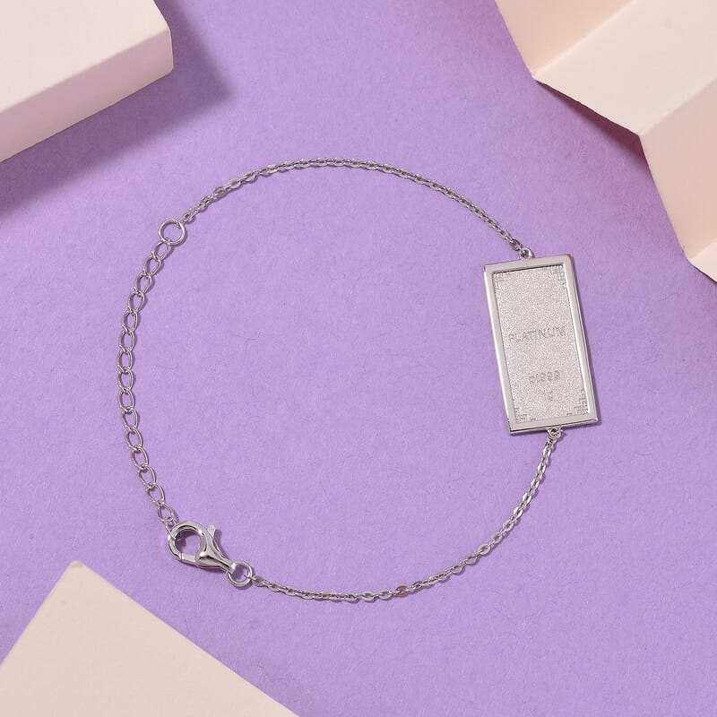 999 Platinum Bar 1g with 10K White Gold 2.05g Bracelet (6.50-8.0In)