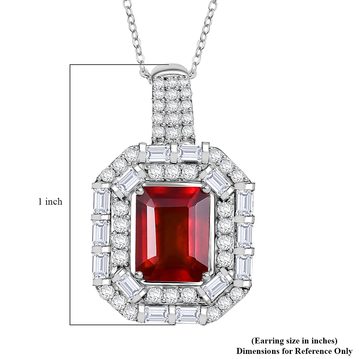 D'Joy Ceylon Hessonite Garnet and Moissanite 4.15 ctw Art Deco Pendant Necklace 20 Inches in Rhodium Over Sterling Silver image number 5