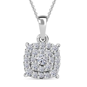 Luxuriant Lab Grown Diamond SI 0.35 ctw Pendant Necklace in Rhodium Over Sterling Silver 20 Inches