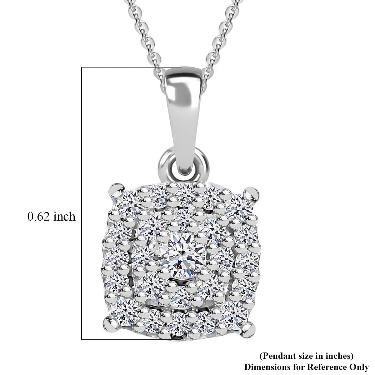 Luxuriant Lab Grown Diamond SI 0.35 ctw Pendant Necklace in Rhodium Over Sterling Silver 20 Inches