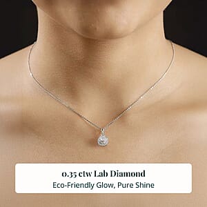 Luxuriant Lab Grown Diamond SI 0.35 ctw Pendant Necklace in Rhodium Over Sterling Silver 20 Inches