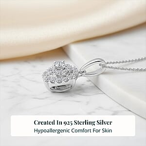 Luxuriant Lab Grown Diamond SI 0.35 ctw Pendant Necklace in Rhodium Over Sterling Silver 20 Inches