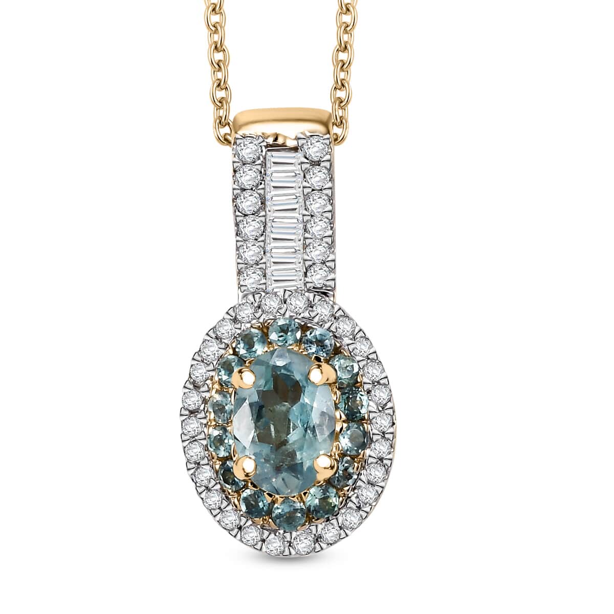 Luxoro AAA Narsipatnam Alexandrite and G-H I2 Diamond 1.15 ctw Pendant Necklace 20 Inches in 10K Yellow Gold image number 0