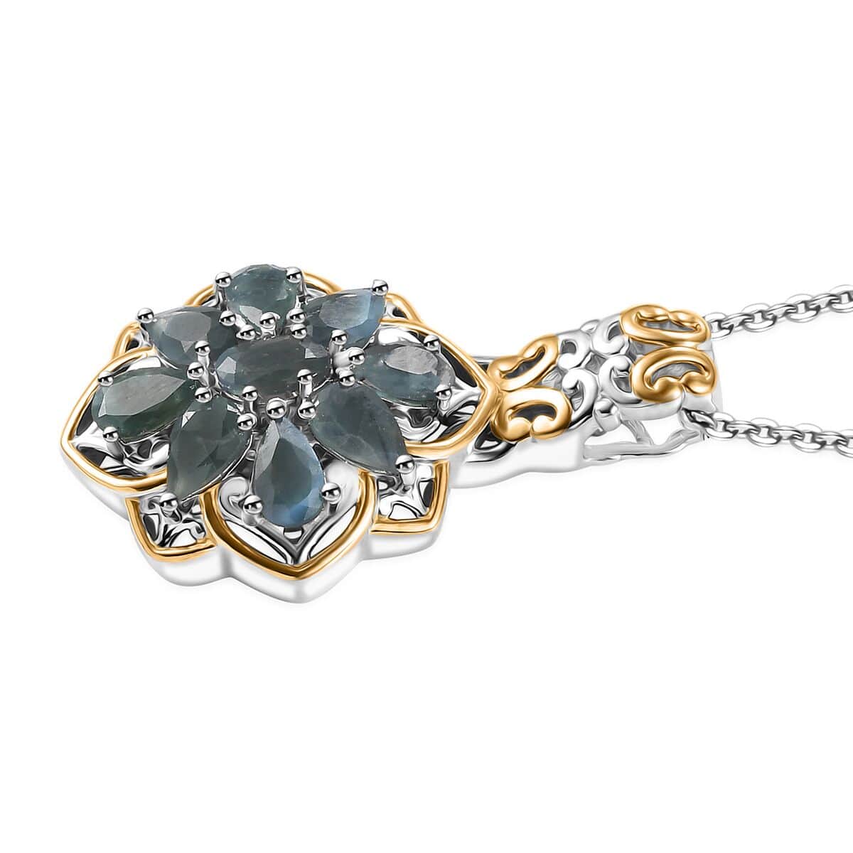 Narsipatnam Alexandrite 2.15 ctw Ethereal Bloom Pendant Necklace in 18K Vermeil YG and Rhodium Over Sterling Silver 20 Inches image number 3