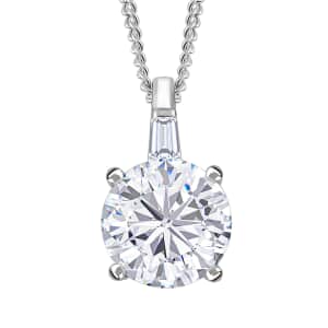 Moissanite 1.90 ctw Pendant Necklace in Rhodium Over Sterling Silver 20 Inches