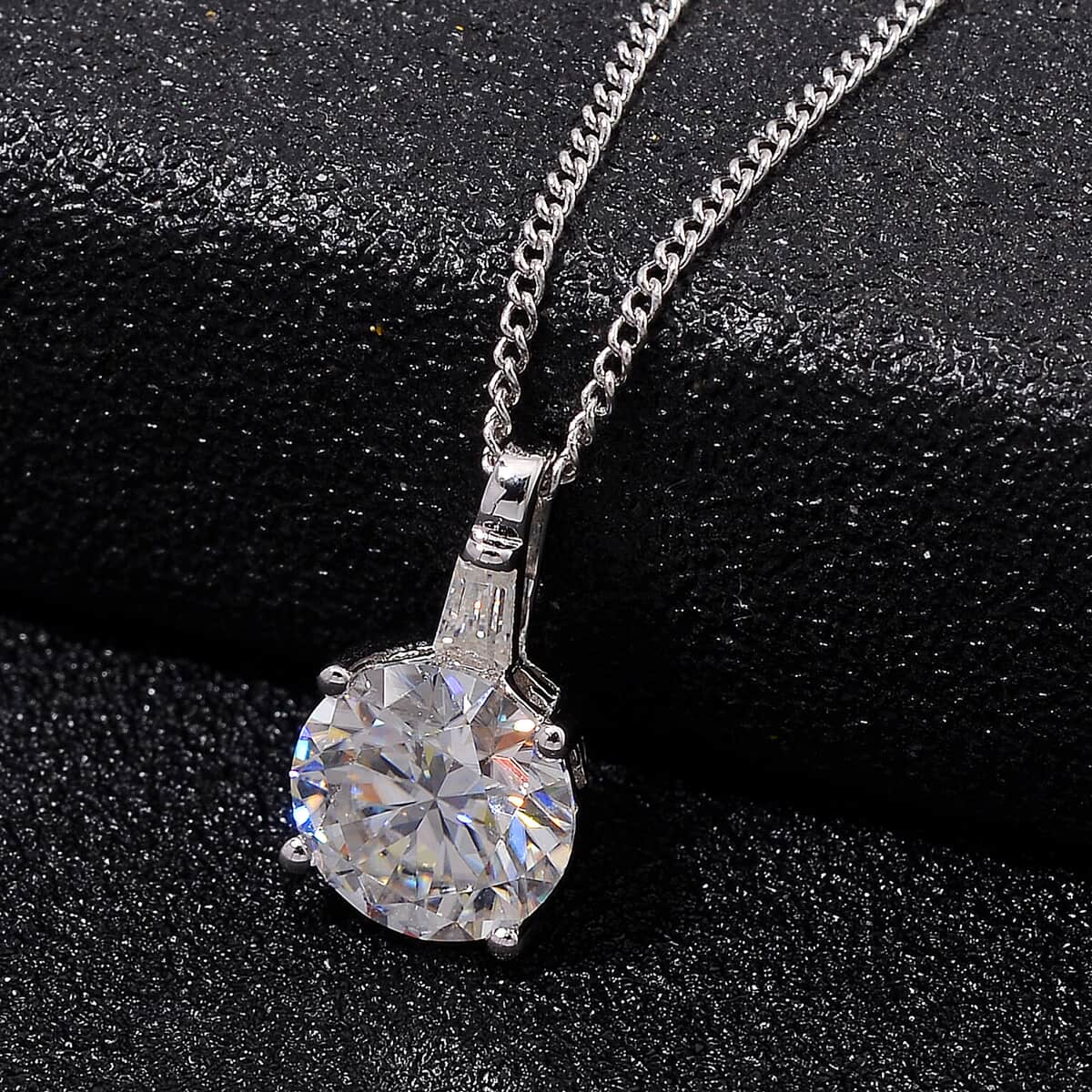 Moissanite 1.90 ctw Pendant Necklace in Rhodium Over Sterling Silver 20 Inches image number 1