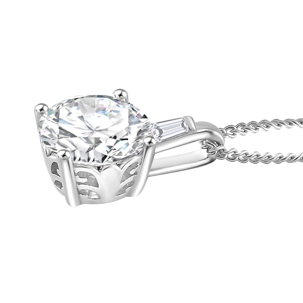 Moissanite 1.90 ctw Pendant Necklace in Rhodium Over Sterling Silver 20 Inches image number 3