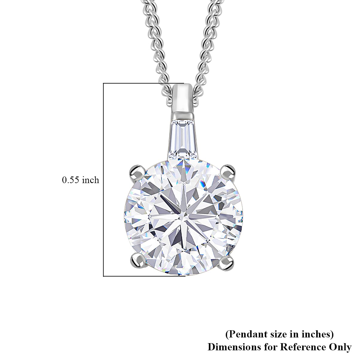 Moissanite 1.90 ctw Pendant Necklace in Rhodium Over Sterling Silver 20 Inches