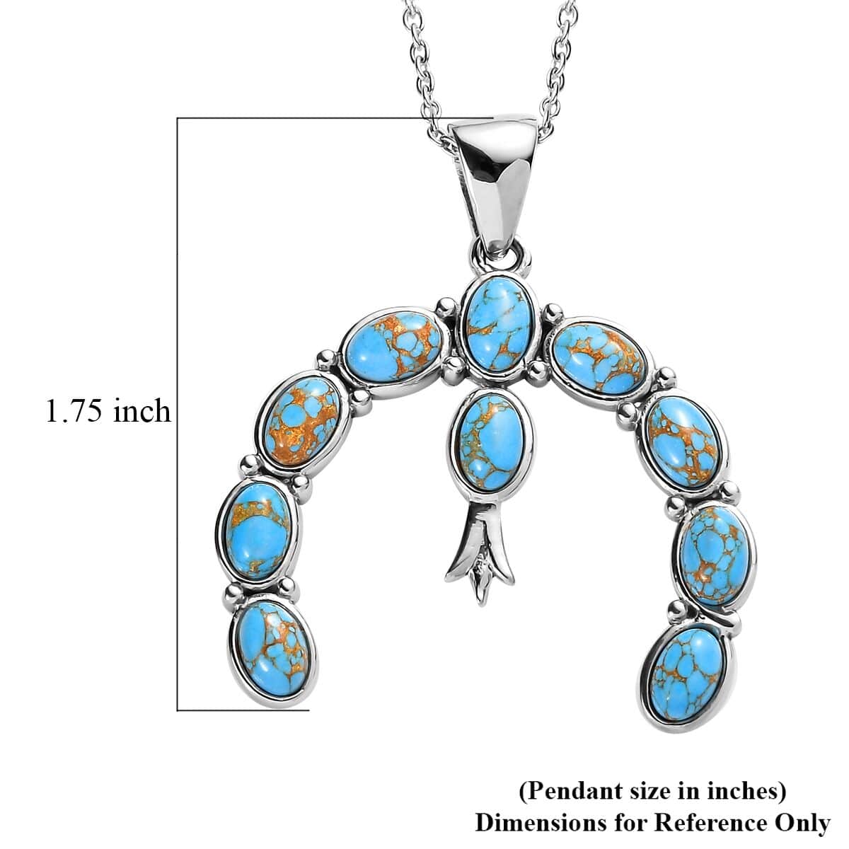 Mojave Blue Turquoise 5.35 ctw Squash Blossom Pendant Necklace 20 Inches in Stainless Steel image number 5