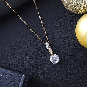 Crisantemo Cut Moissanite 1.60 ctw Vine Grace Pendant Necklace in 18K Vermeil Yellow Gold Over Sterling Silver 20 Inches