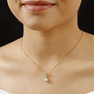 Crisantemo Cut Moissanite 1.60 ctw Vine Grace Pendant Necklace in 18K Vermeil Yellow Gold Over Sterling Silver 20 Inches