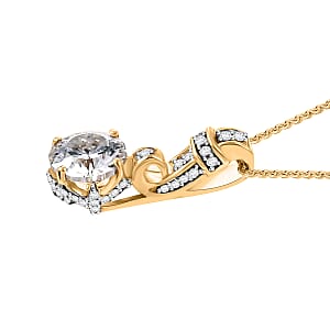 Crisantemo Cut Moissanite 1.60 ctw Vine Grace Pendant Necklace in 18K Vermeil Yellow Gold Over Sterling Silver 20 Inches