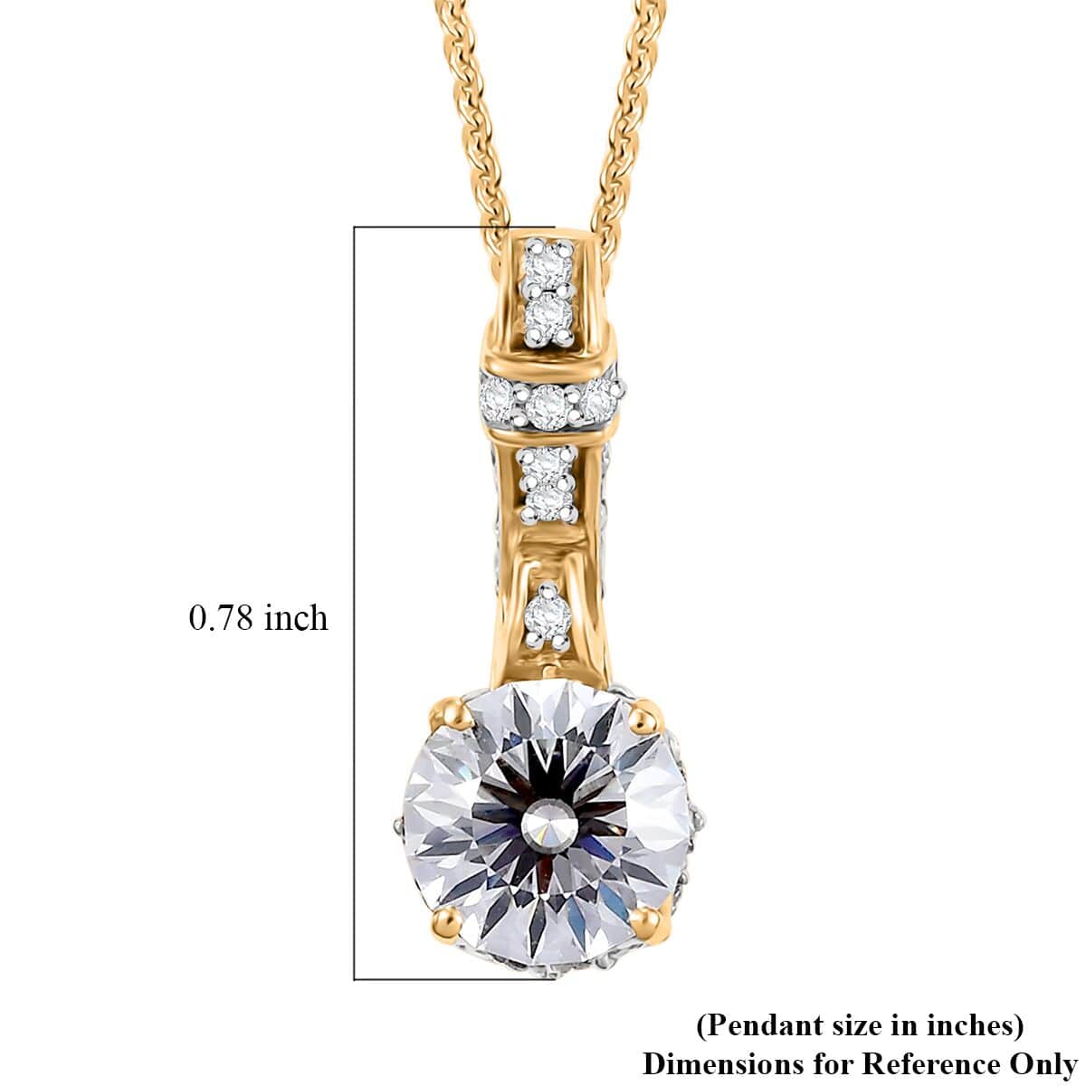 Crisantemo Cut Moissantie 1.60 ctw Vine Grace Pendant Necklace in 18K Vermeil Yellow Gold Over Sterling Silver 20 Inches image number 6