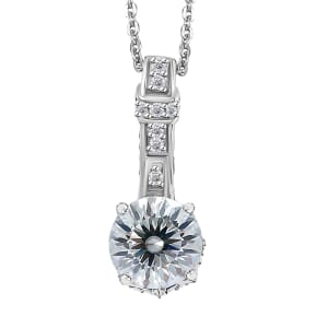 Crisantemo Cut Moissanite 1.60 ctw Vine Grace Pendant Necklace in Rhodium Over Sterling Silver 20 Inches