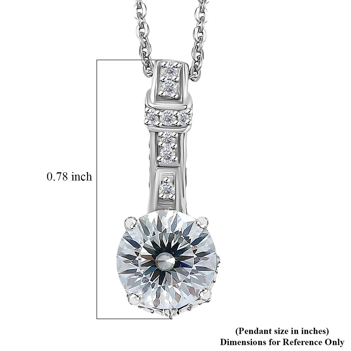 Crisantemo Cut Moissanite 1.60 ctw Vine Grace Pendant Necklace in Rhodium Over Sterling Silver 20 Inches image number 5