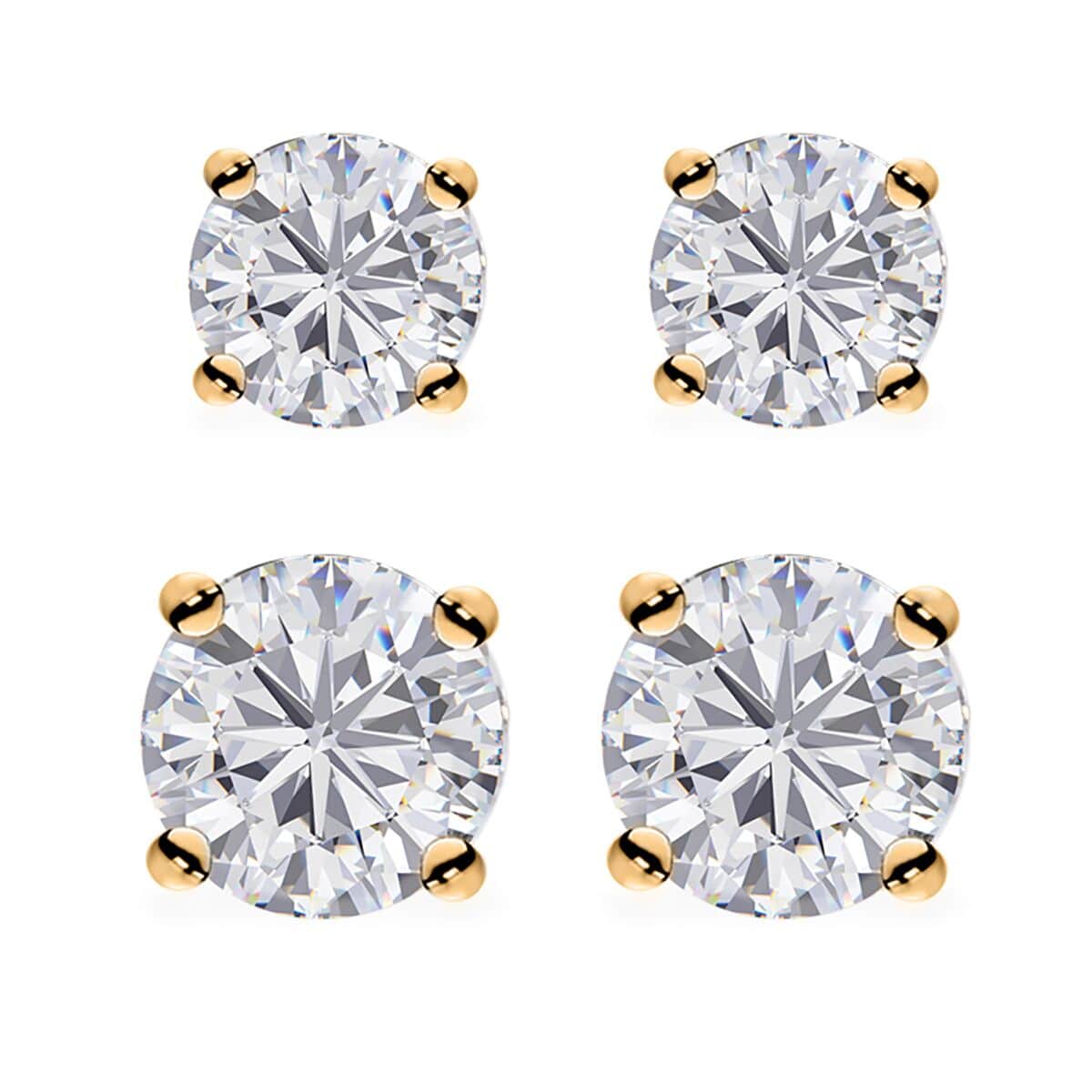 Moissanite 1.35 ctw Set of 2 Earrings in 18K Vermeil Yellow Gold Over Sterling Silver image number 0