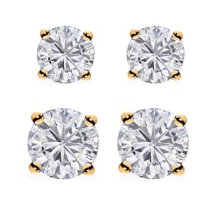 Moissanite 1.35 ctw Set of 2 Earrings in 18K Vermeil Yellow Gold Over Sterling Silver