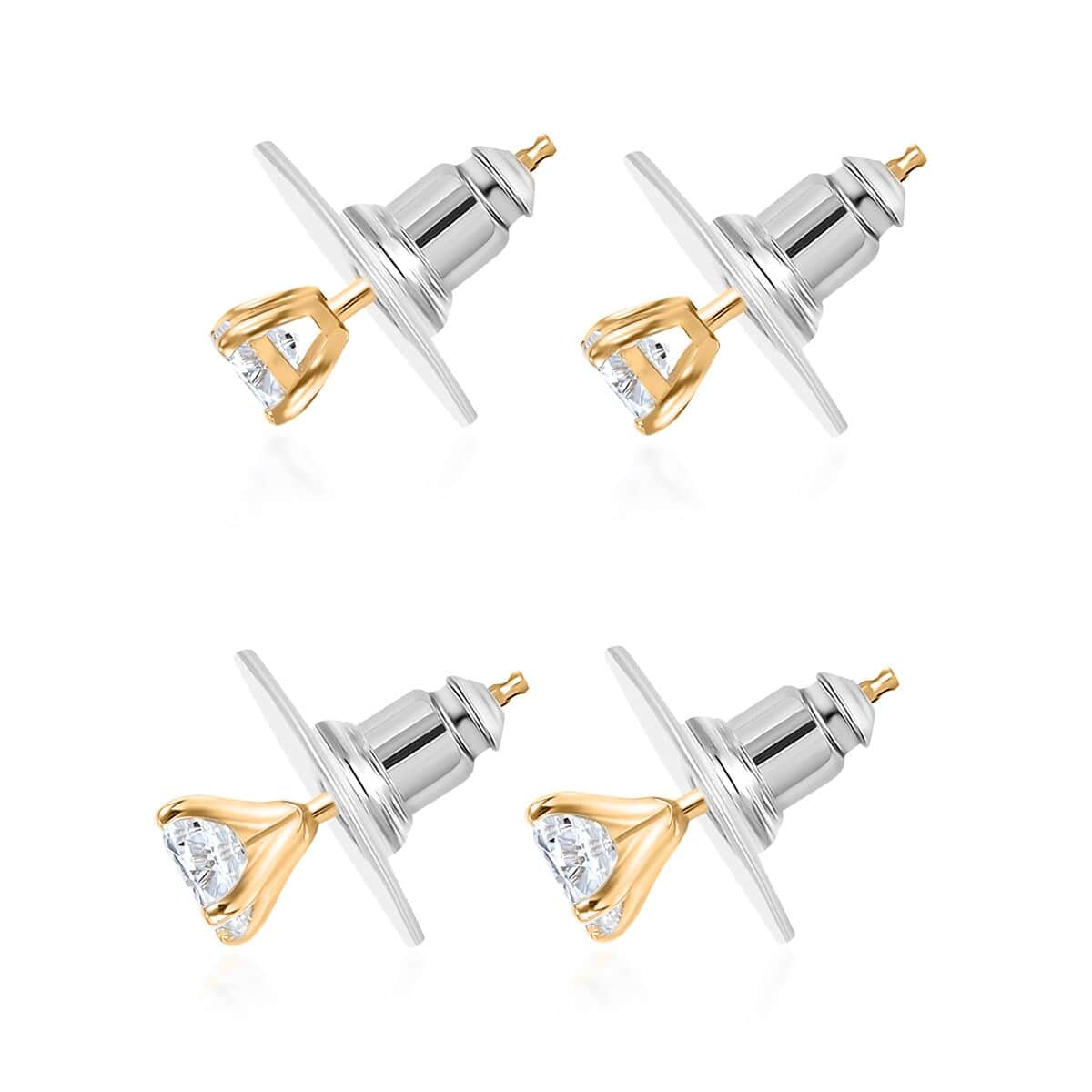 Moissanite 1.35 ctw Set of 2 Earrings in 18K Vermeil Yellow Gold Over Sterling Silver image number 3