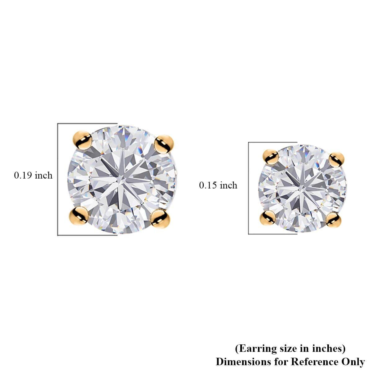 Moissanite 1.35 ctw Set of 2 Earrings in 18K Vermeil Yellow Gold Over Sterling Silver image number 4