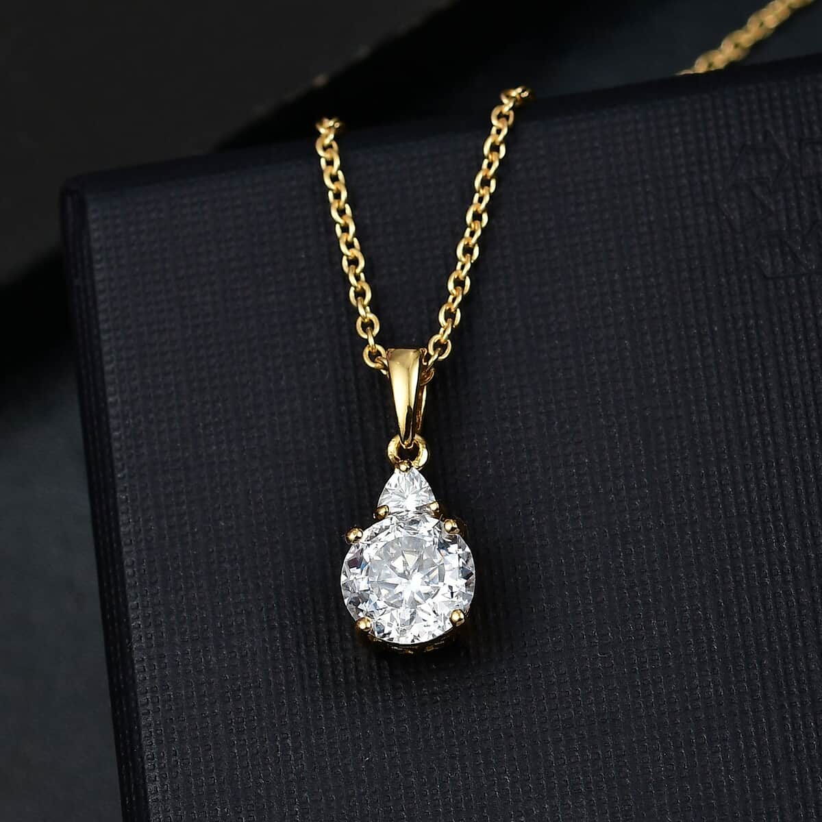 Moissanite (Rnd 8mm) Pendant in 18K Vermeil YG Over Sterling Silver with Stainless Steel Necklace (20 Inches) 2.00 ctw image number 1