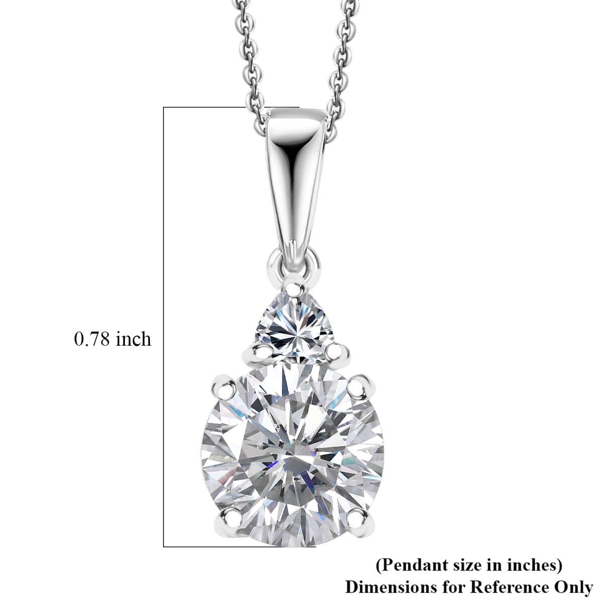 Doorbuster Moissanite 2.20 ctw Pendant in Rhodium Over Sterling Silver with Stainless Steel Necklace 20 Inches image number 5