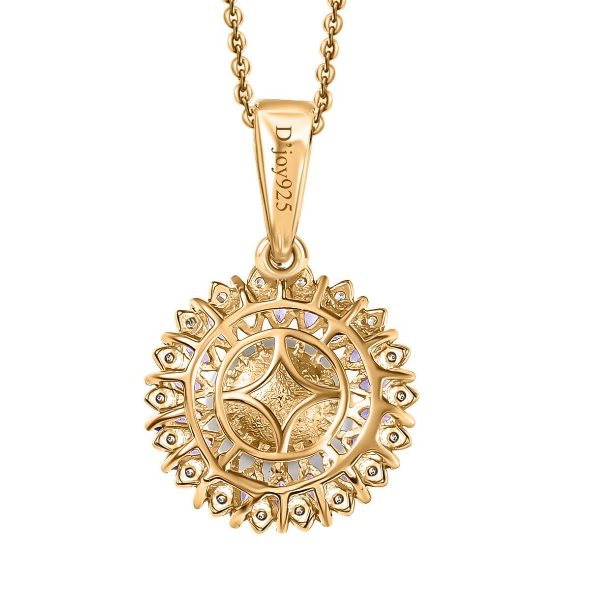D'Joy South Sea Golden Cultured Pearl and Multi Gemstone 1.70 ctw Pendant Necklace 20 Inches in 18K Vermeil Yellow Gold Over Sterling Silver image number 4