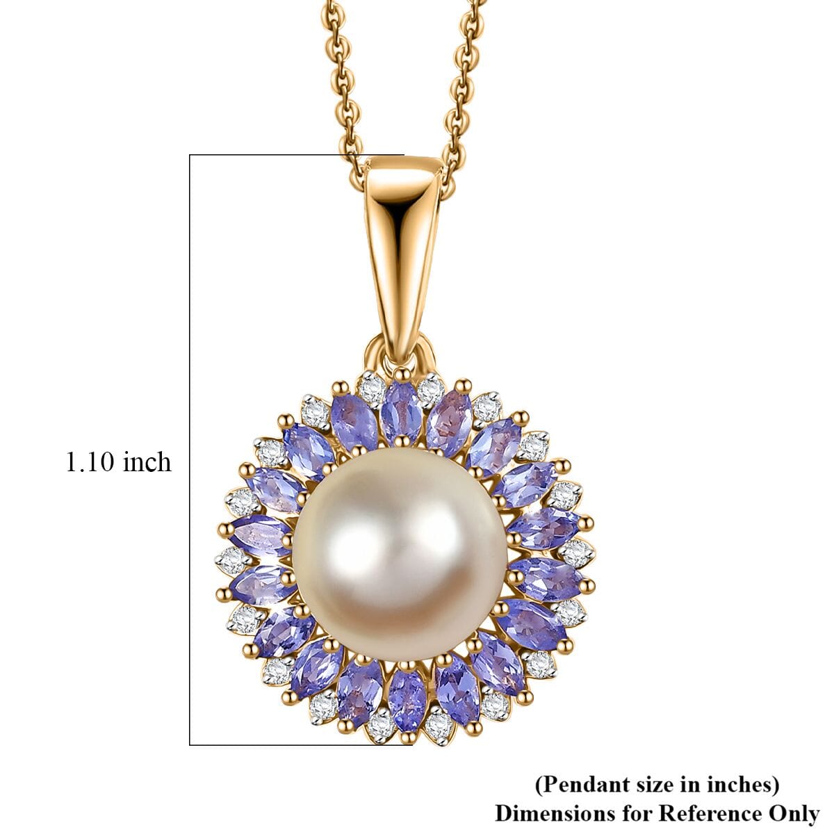 D'Joy South Sea Golden Cultured Pearl and Multi Gemstone 1.70 ctw Pendant Necklace 20 Inches in 18K Vermeil Yellow Gold Over Sterling Silver image number 5