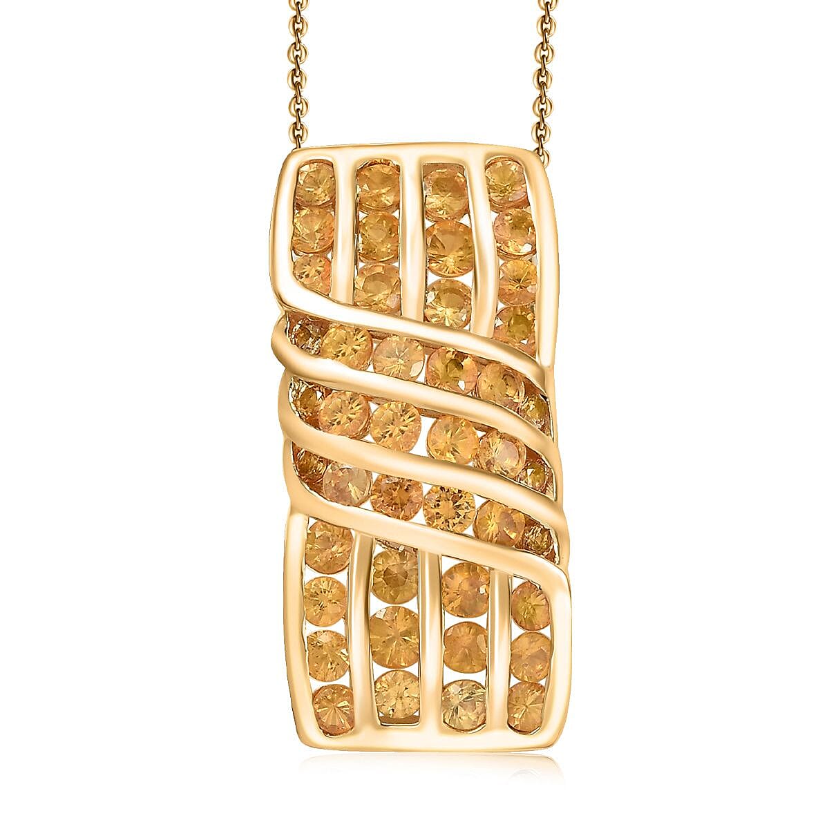 D'Joy Madagascar Yellow Sapphire 3.50 ctw Ocean Waves Pendant Necklace in 18K Vermeil Yellow Gold Over Sterling Silver 20 Inches image number 0