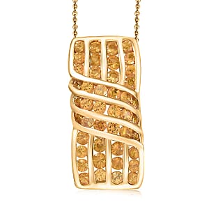 D'Joy Madagascar Yellow Sapphire 3.50 ctw Ocean Waves Pendant Necklace in 18K Vermeil Yellow Gold Over Sterling Silver 20 Inches