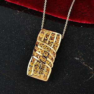 D'Joy Madagascar Yellow Sapphire 3.50 ctw Ocean Waves Pendant Necklace in 18K Vermeil Yellow Gold Over Sterling Silver 20 Inches