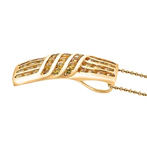 D'Joy Madagascar Yellow Sapphire 3.50 ctw Ocean Waves Pendant Necklace in 18K Vermeil Yellow Gold Over Sterling Silver 20 Inches