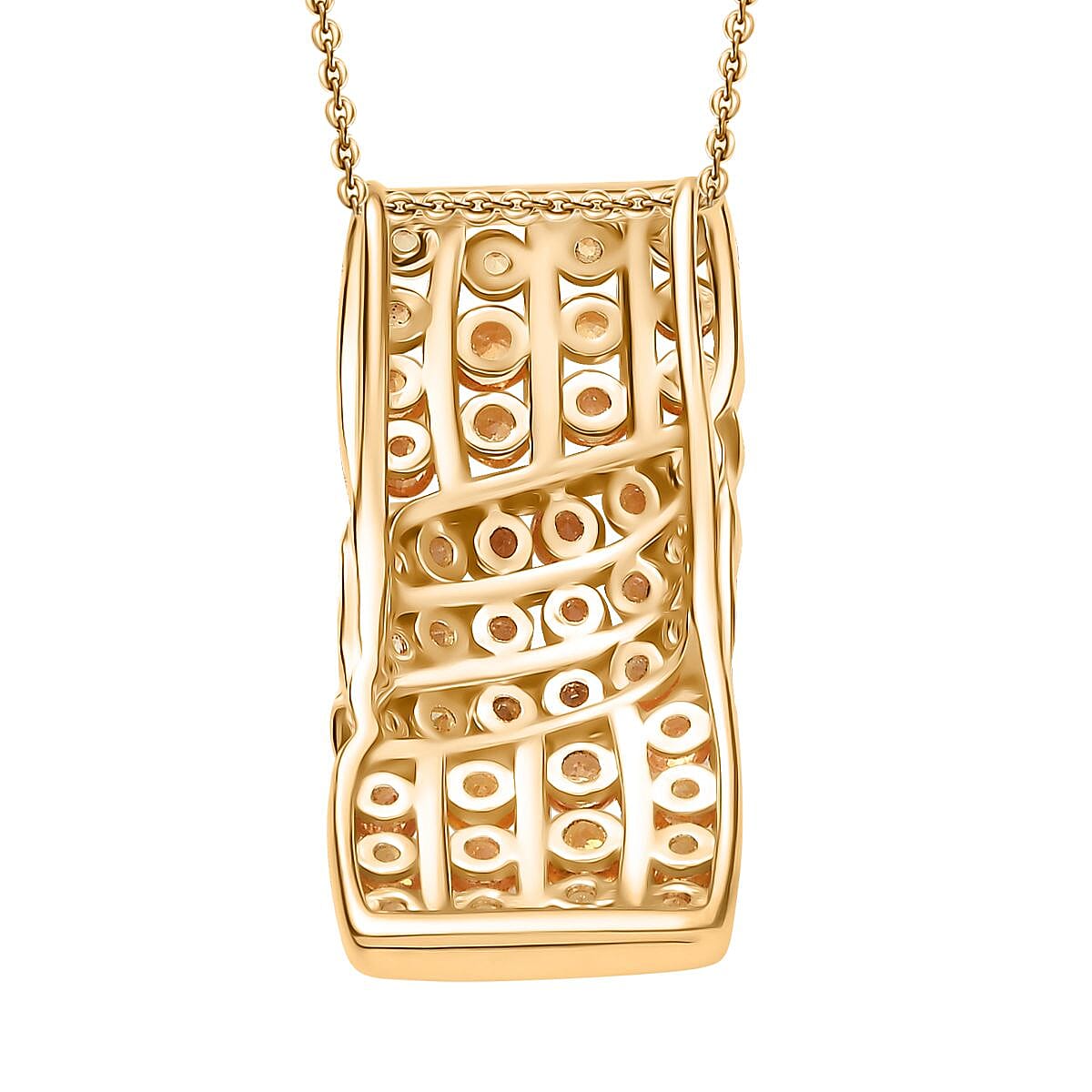 D'Joy Madagascar Yellow Sapphire 3.50 ctw Ocean Waves Pendant Necklace in 18K Vermeil Yellow Gold Over Sterling Silver 20 Inches image number 4