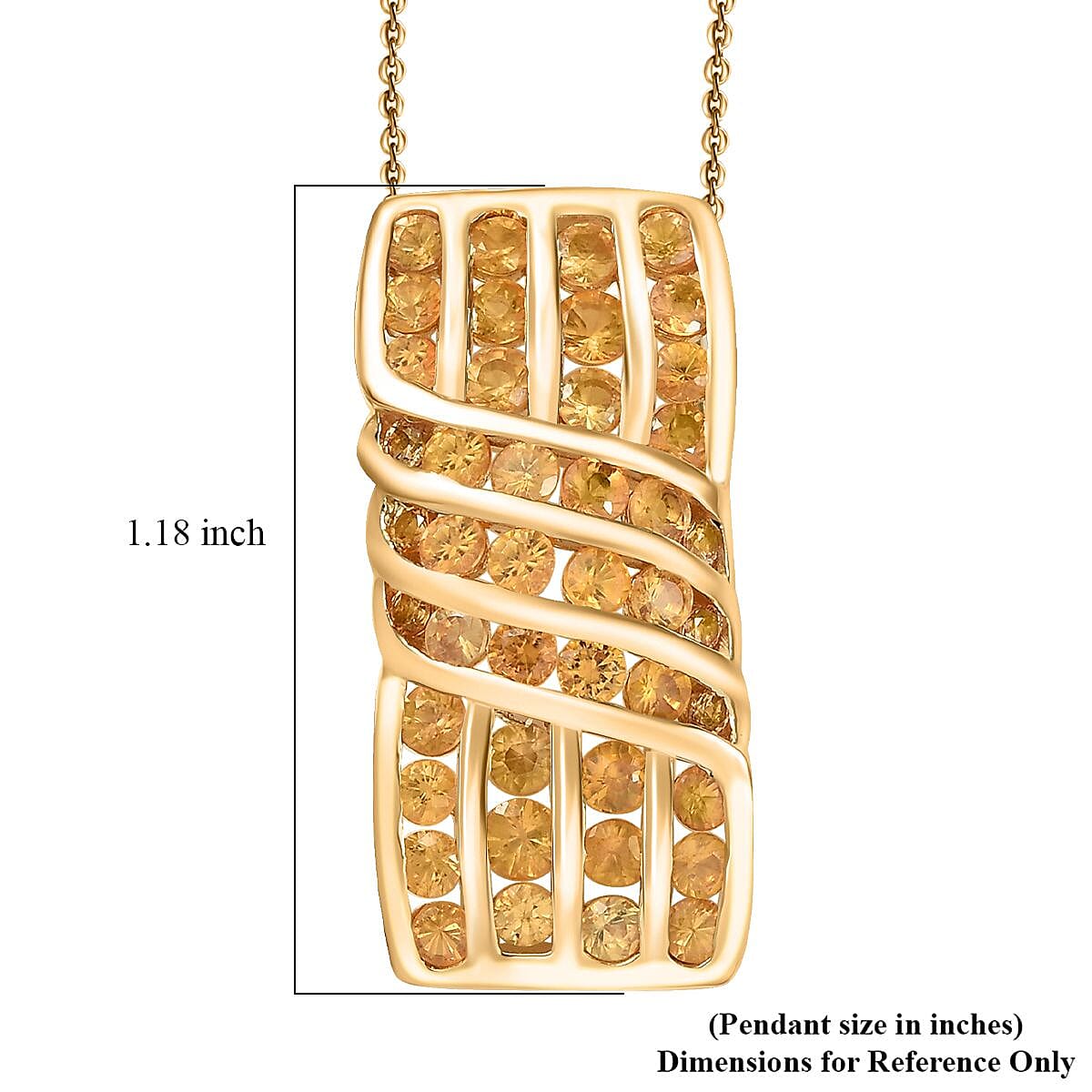 D'Joy Madagascar Yellow Sapphire 3.50 ctw Ocean Waves Pendant Necklace in 18K Vermeil Yellow Gold Over Sterling Silver 20 Inches image number 5